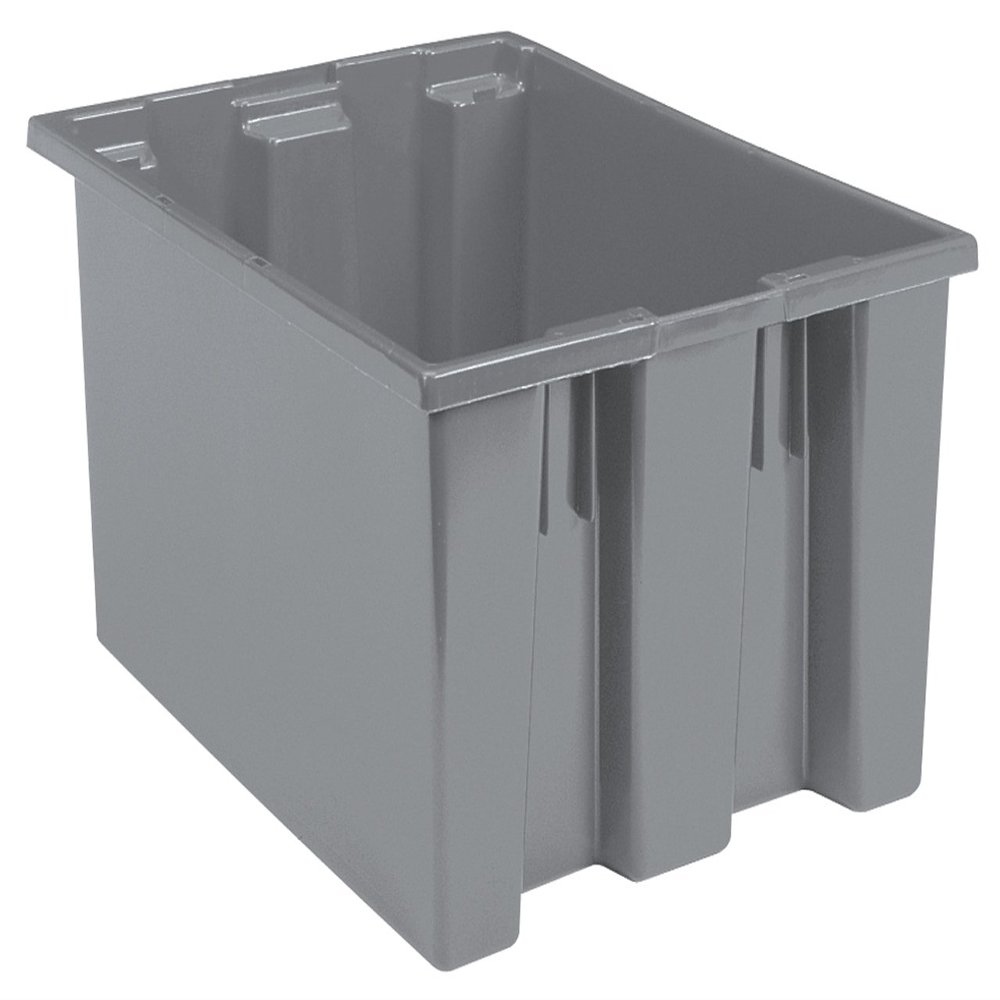 Akro-Mils 35300 Nest and Stack Plastic Storage Container and Distribution Tote, (29-1/2-Inch L x 19-1/2-Inch W x 15-Inch H), Gray, (3-Pack)