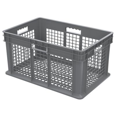 Akro-Mils 37612 Plastic Straight Wall Container Tote with Mesh Sides and Base, 24x16x12-Inch, Gray (3-Pack)