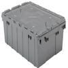 Akro-Mils 39085 Industrial Plastic Storage Tote with Hinged Attached Lid, (21-Inch L by 15-Inch W by 9-Inch H), Gray, (6-Pack) view 1