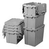 Akro-Mils 39085 Industrial Plastic Storage Tote with Hinged Attached Lid, (21-Inch L by 15-Inch W by 9-Inch H), Gray, (6-Pack) view 2