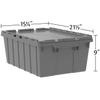 Akro-Mils 39085 Industrial Plastic Storage Tote with Hinged Attached Lid, (21-Inch L by 15-Inch W by 9-Inch H), Gray, (6-Pack) view 4