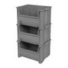 Akro-Mils Stak-N-Store Stackable Plastic Storage Bin, Open Front Organizer, Gray, 3 Pack view 1