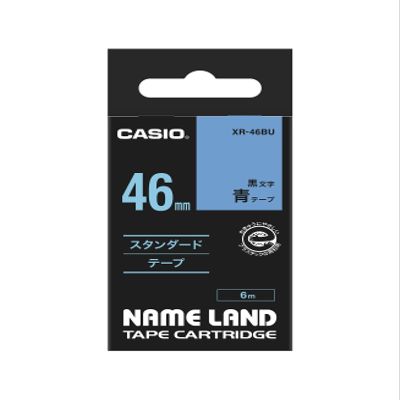 Casio XR-46BU Name Land Label Writer, Genuine Tape, 1.8 inches (46 mm), Black Text on Blue