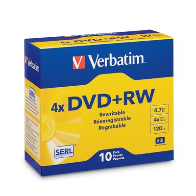 Verbatim DVD+RW 4.7GB 4X Rewritable Discs with Slim Cases, 10 Pack