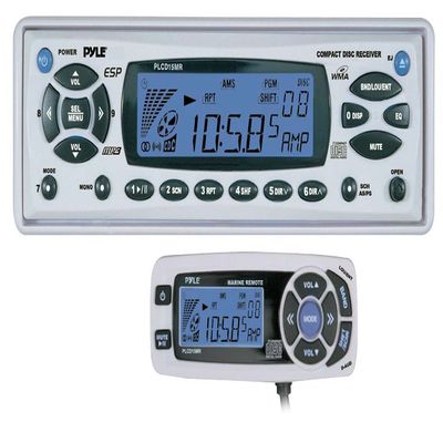 PYLE PLCD15MR AM/FM-MPX In-Dash Marine CD/MP3 Player with Full Face Detachable Panel and Wired Remote