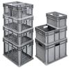 Akro-Mils 37278 Plastic Straight Wall Container Tote with Mesh Sides and Solid Base, (16-Inch x 12-Inch x 8-Inch), Gray, (12-Pack) view 2