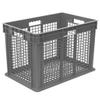 Akro-Mils 37616 Plastic Straight Wall Container Tote with Mesh Sides and Mesh Base, (24-Inch x 16-Inch x 16-Inch), Gray, (2-Pack) view 1
