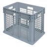 Akro-Mils 37676 Plastic Straight Wall Container Tote with Mesh Sides and Solid Base, (24-Inch x 16-Inch x 16-Inch), Gray, (2-Pack) view 1