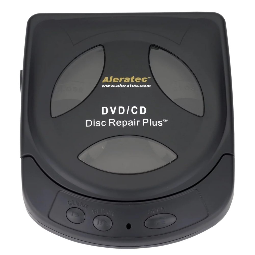 Aleratec Motorized DVD CD Disc Repair System - Playback Restoration and Cleaning Device for CDs and DVDs - Includes Repair Solution - Portable Cleaner for CD Player Discs with Read Errors