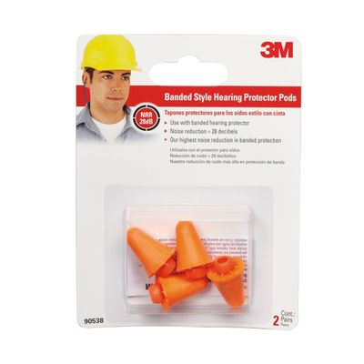 3M Replacement Pods for Banded Protector 9537, NRR 28 dB, 2-Pair