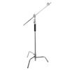 Flashpoint 10' C Light Stand on Turtle Base Kit with Two Tier Spring Loaded Riser Column, Two 3" GOBO Heads, Baby Pin and 40" Grip Arm, Chrome, a C Stand for Cinema and Still Studios view 1