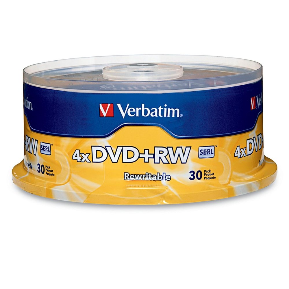 Verbatim DVD+RW 4.7GB 4X Rewritable Discs, Branded, 30 Pack Spindle
