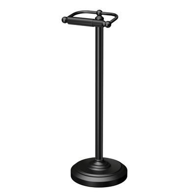 Gatco 1436MX, Freestanding Toilet Paper Holder, 22 H, Matte Black/Floor Standing Weighted Base Toilet Paper Holder Stand
