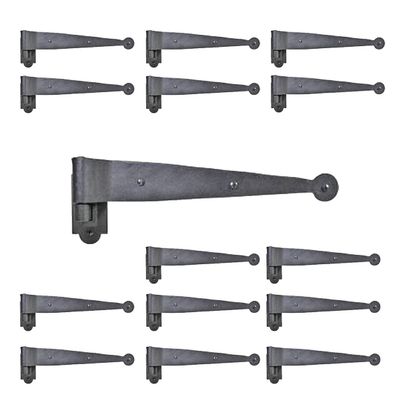 Renovators Supply Manufacturing Black Wrought Iron Offset Lift Off Pintle Strap Hinge 11 in. Pintle Strap Gate and Door Hinges with Hardware Pack of 15