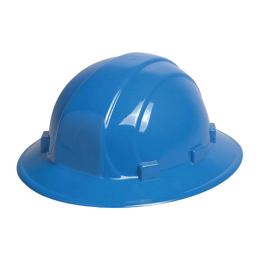 ERB 19506 Full Brim Hard Hat with 6-Point Ratchet Suspension, Blue, Medium
