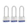 Master Lock Silver Outdoor Keyed-Alike Padlocks with Keys, Extra Long Shackle Lock for Gate, Fence, Shed, or Other Equipment, 3 Pack, 1TRILJ view 1