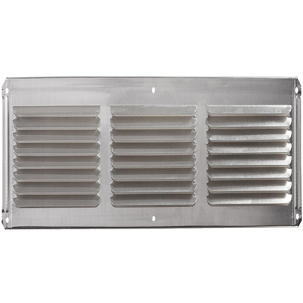 GAF Master Flow - 16" x 4" Aluminum Under Eave Soffit Vent - EAC16X4 - Mill Finish, Louvered Intake Vent with Poly-Mesh Screen for Attic Ventilation, Corrosion-Resistant, 26 Sq. in. NFA