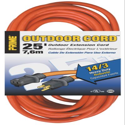 Prime EC501725 25-Foot 14/3 SJTW Heavy Duty Outdoor Extension Cord, Orange