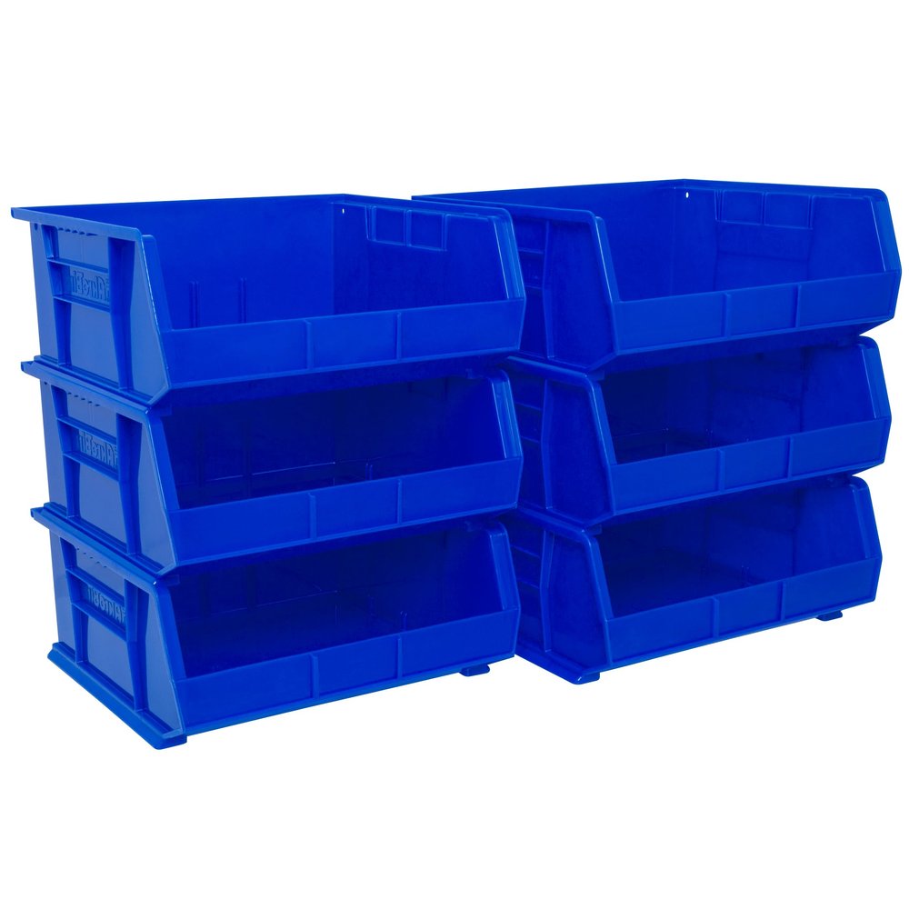 Akro-Mils 6 Pack AkroBins Plastic Storage Bins, Space-Saving Organizers, Blue