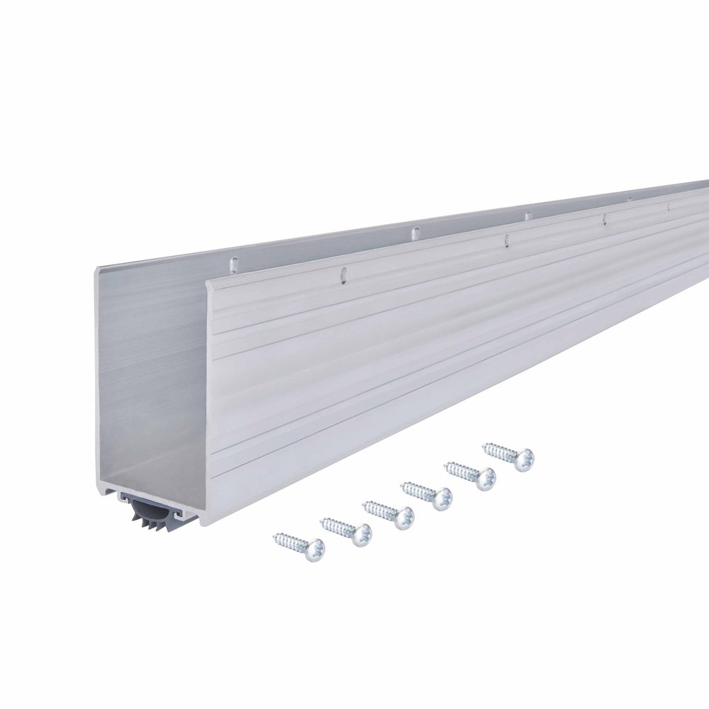 M-D Building Products 68593 Aluminum and Vinyl U-Shape Screw-on Under Door Seal with Kick Plate Draft Stopper, Prevents Dust & Insects, Energy-Saving Door Insulation, Ideal for Home (36 Inch, Silver)