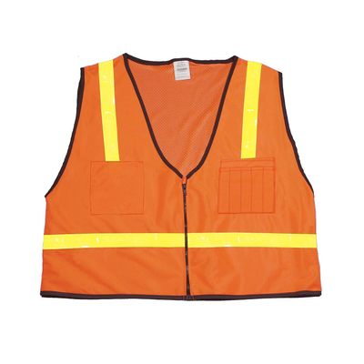 Mutual Industries ANSI Class 1 Surveyor Vest Mesh Back With Pockets, Orange