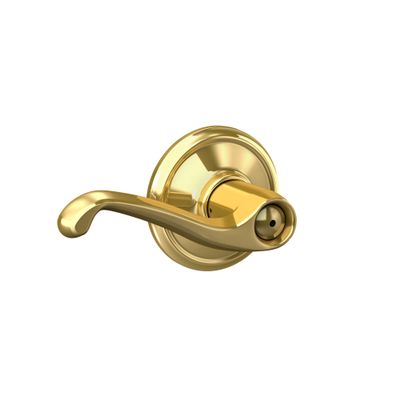 Schlage F40 V FLA 605 Flair Door Lever, Bed & Bath Privacy Lock, Bright Brass