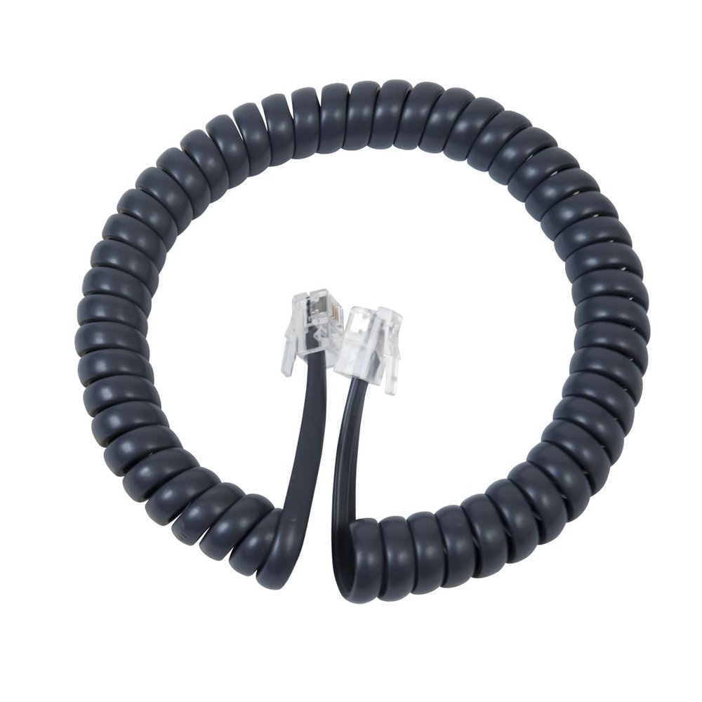 Cablesys ICC Coiled Telephone Handset Cord for Use with PBX Phone Systems, VoIP Telephones - 6 Ft Uncoiled, Rj22, 1.5 Inch Lead on Both Ends, Metal Gray
