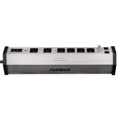Furman PST-6 15-Amp Aluminum Chassis 6-Outlet Cable and Telco Protection Standard Level Power Conditioning, Silver