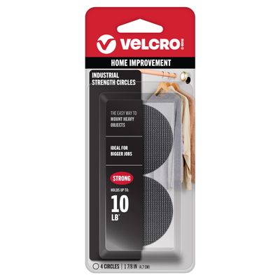 VELCRO Brand Industrial Fasteners Stick-On Adhesive | Professional Grade Heavy Duty Strength | Indoor Outdoor Use, 1 7/8in, Circles 4 Sets