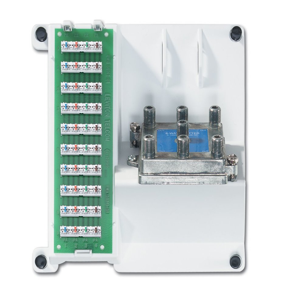Leviton Compact Series Telephone and 6-Way Video Panel (105-47603-1G6)