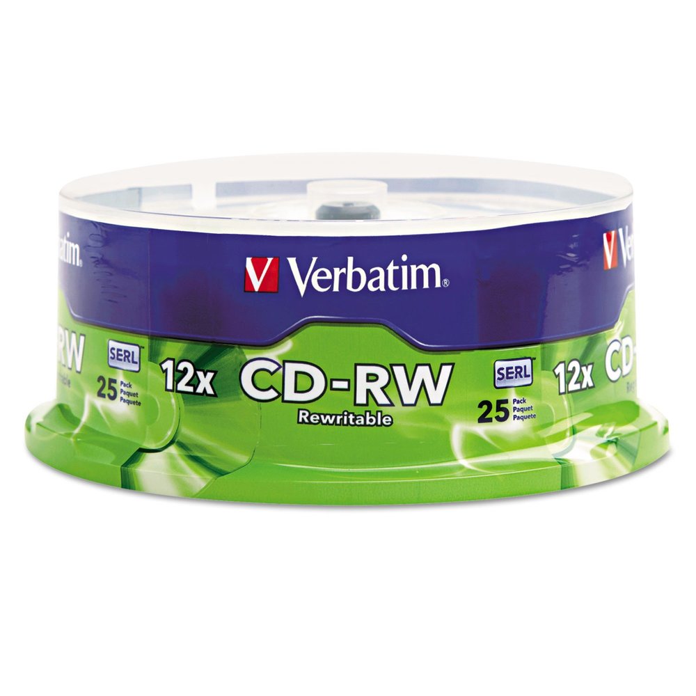Verbatim CD-RW 700MB 2X-12X Rewritable Media Disc - 25 Pack Spindle