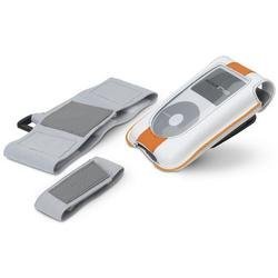4G iPod Sports Lthr Case White with Orange Accents