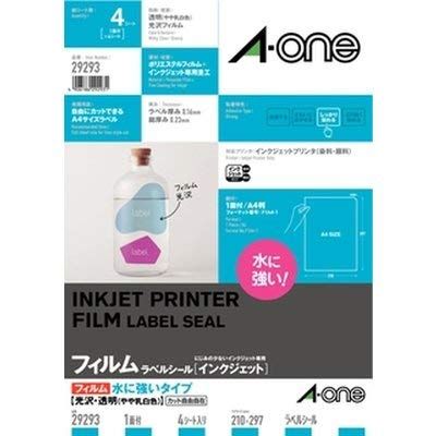 Strong type luster and transparency film A4 size uncut sheet 29 293 4-One (A-one) label seal in the ink-jet] water (japan import)