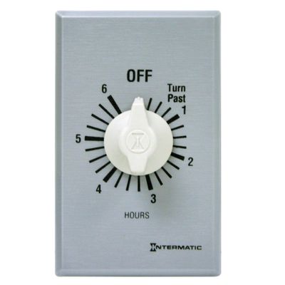 Intermatic FF6H 6-Hour Spring Loaded Wall Timer SPST No Hold - Enhance Energy Efficiency with Universal Compatibility - Automatic Timer for Effortless Control, Brushed Metal Finish
