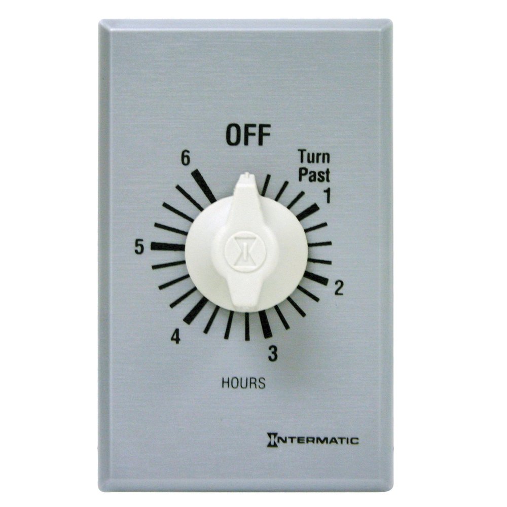 Intermatic FF6H 6-Hour Spring Loaded Wall Timer SPST No Hold - Enhance Energy Efficiency with Universal Compatibility - Automatic Timer for Effortless Control, Brushed Metal Finish