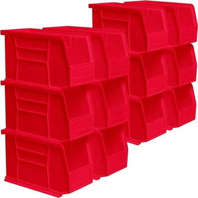 Akro-Mils 30230 AkroBins Plastic Storage Bins, 11"x5"x5", Red, 12-Pack
