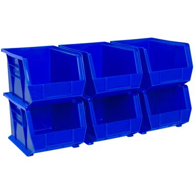 Akro-Mils 30239 AkroBins Plastic Storage Bins, 11"x8"x7", blue, 6-Pack