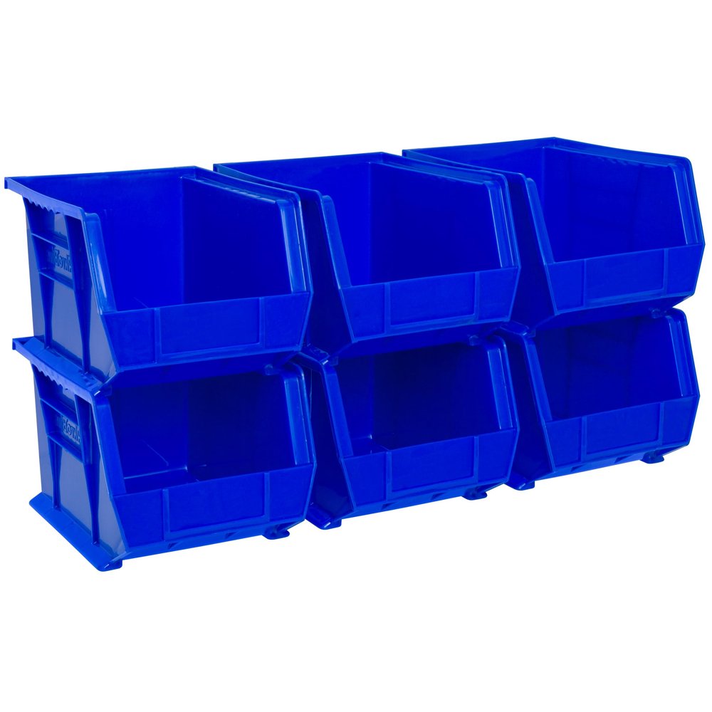 Akro-Mils 30239 AkroBins Plastic Storage Bins, 11"x8"x7", blue, 6-Pack
