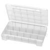 Akro-Mils 05905 Plastic Portable Parts Storage Case for Hardware and Crafts with Hinged Lid and 5 Adjustable Dividers, (14-3/8-Inch x 9-1/2-Inch x 2-1/2-Inch), Large, Clear view 1