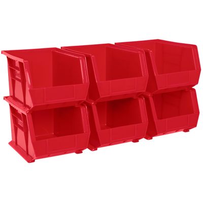 Akro-Mils 30239 AkroBins Plastic Storage Bins, 11"x8"x7", Red, 6-Pack