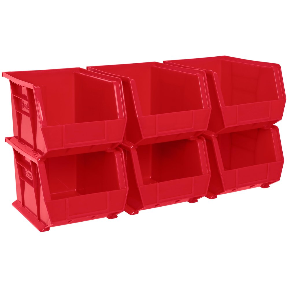 Akro-Mils 30239 AkroBins Plastic Storage Bins, 11"x8"x7", Red, 6-Pack