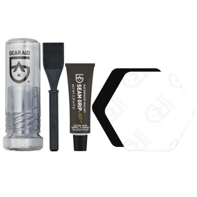 GEAR AID Seam Grip WP Repair Kit Waterproof 0.25 oz Adhesive with Two Tenacious Tape Hex Patches (2.5" x 2.8", Black and Clear) for Fixing Holes, Tears, and Seams on Tents, Jackets, and Outdoor Gear