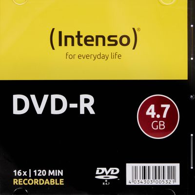 Intenso DVD-R 4.7 GB 16X Speed Single Layer Recordable DVD Media Slim Jewel Case (Pack of 10)
