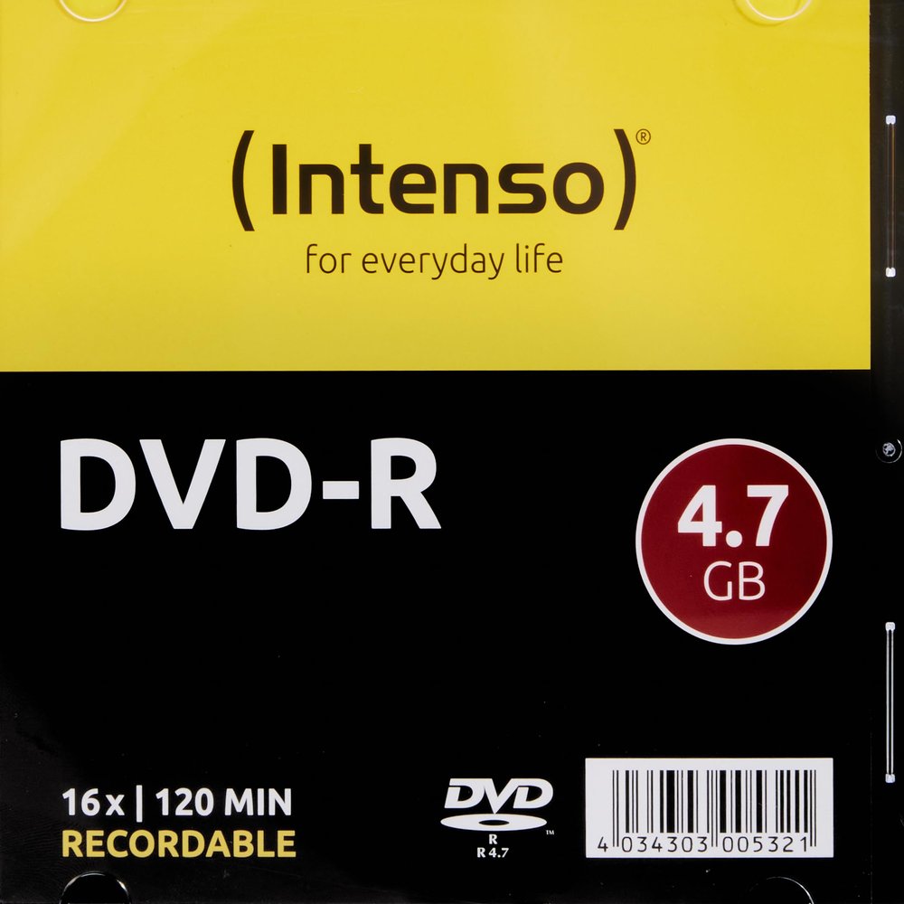 Intenso DVD-R 4.7 GB 16X Speed Single Layer Recordable DVD Media Slim Jewel Case (Pack of 10)