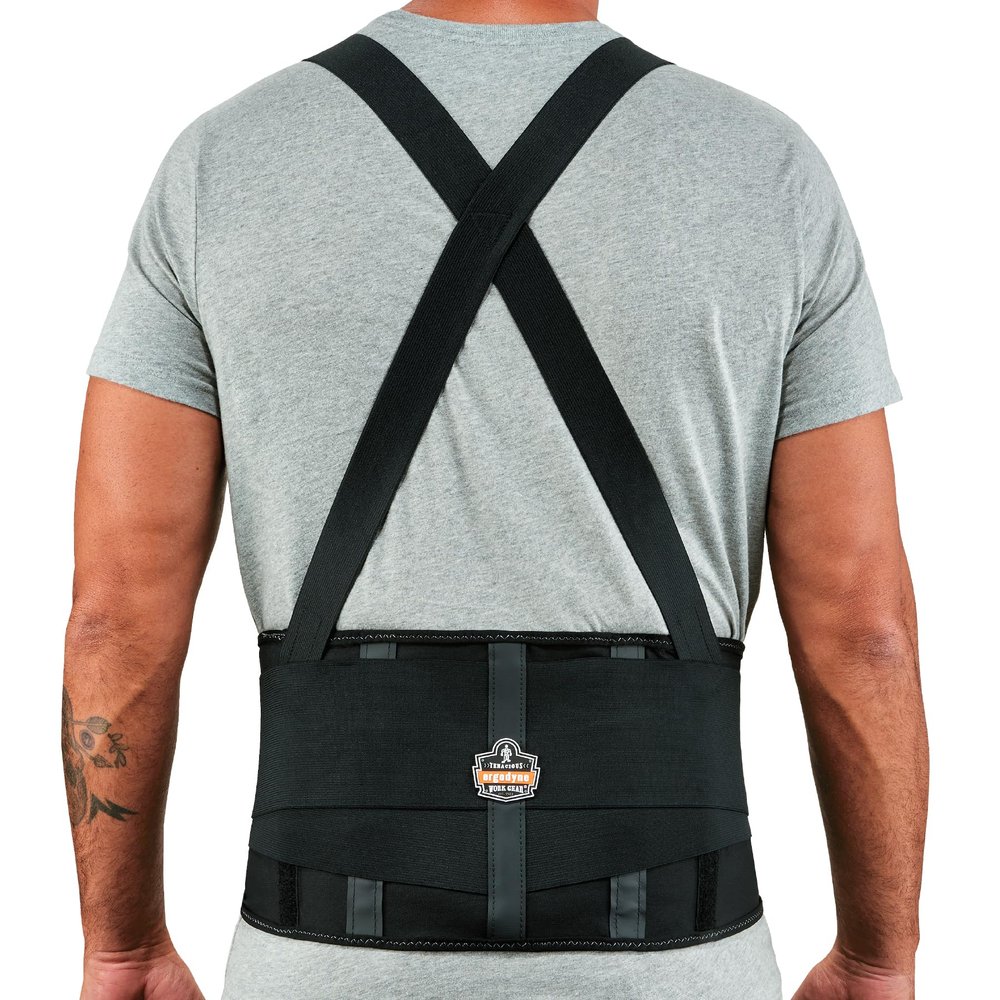 Ergodyne ProFlex 1100SF Back Support Brace, 8" Spandex Belt, Patented Stays Provide Added Support,Black