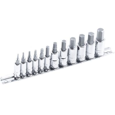 Genius Tools 12 Piece 1/4" & 3/8" Dr. Metric Hex Bit Socket Set BS-2312H