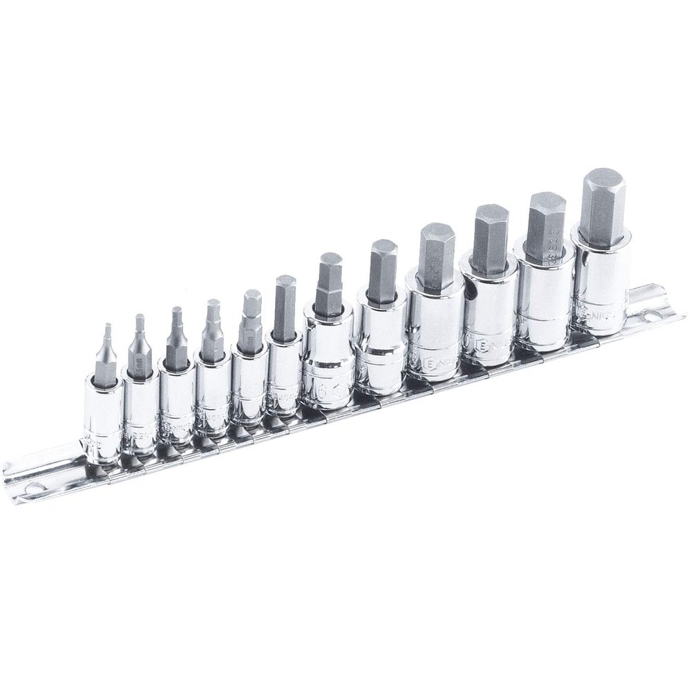 Genius Tools 12 Piece 1/4" & 3/8" Dr. Metric Hex Bit Socket Set BS-2312H