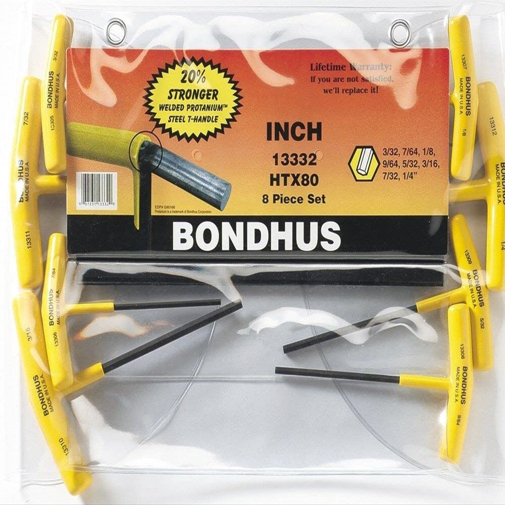 Set 8 Graduated Length Hex T-Handles 3/32-1/4"
