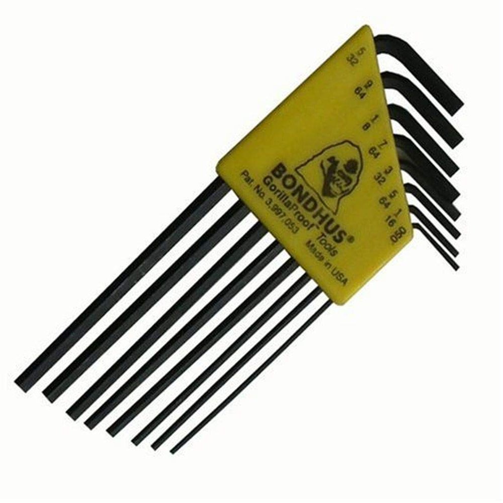 Bondhus 12132 Set of 8 Hex L-wrenches, Long Length, sizes .050-5/32", Multicolor, One Size