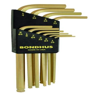 Set 10 GoldGuard Plated Ball End L-Wrenches 1/16-1/4"